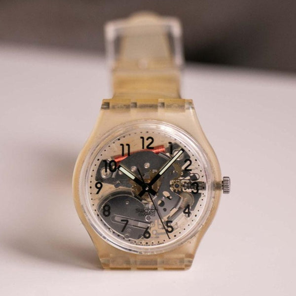 Vintage trasparente GK209 trasparente originale Swatch Guarda | Orologio svizzero scheletro
