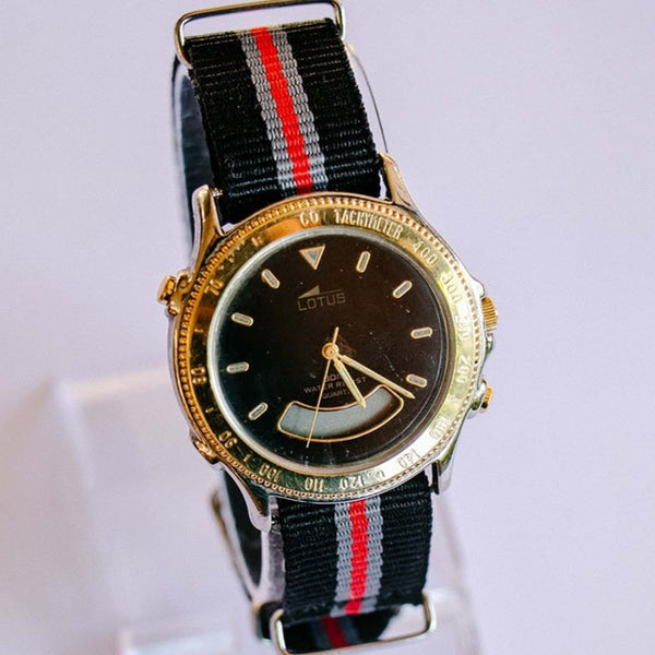 90S Lotus Digital Analog Vintage Uhr Schwarzer Wählzählungsgehäuse