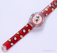 الرياضة الحمراء Mickey Mouse Snap Quartz Watch للبالغين والأطفال