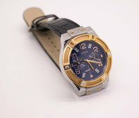Rose-Gold & Silver Guess chronograph montre avec un cadran bleu marine unisexe