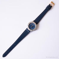 Vintage Blue Timex Watch for Ladies | Round Dial Silver-tone Watch