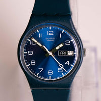Antiguo Swatch Solo azul GN715 reloj | Fecha rara del día azul Swatch reloj