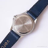 Vintage Blue Timex Uhr für Damen | Rundes Zifferblatt Silber-Ton Uhr