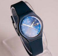 Vintage ▾ Swatch Solo orologio blu gn715 | Rare Blue Day Date Swatch Guadare