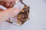 Zwei -Ton -Roségold Rotary Uhr für Frauen | Mutter von Perl Swarovski Luxus Uhr