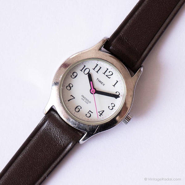 Jahrgang Timex Indiglo Büro Uhr | Rundes Zifferblatt Silber-Ton Uhr