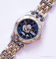 Pequeño dial azul Mickey Mouse Seiko Fecha de día reloj para mujeres
