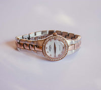 Zwei -Ton -Roségold Rotary Uhr für Frauen | Mutter von Perl Swarovski Luxus Uhr