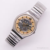 Rare 1989 Swatch GY100 GY101 Steeltech montre | Cadran squelette Swatch