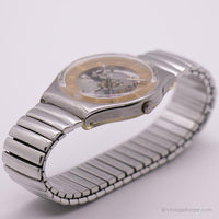 نادر 1989 Swatch GY100 GY101 Steeltech Watch | الاتصال الهاتفي الهيكل العظمي Swatch