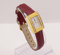 Gold-tone Lip Watch for Women | Luxury Quartz Watch with Red Strap