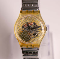 Ancien Swatch GK186 Silver Net | 1994 Swatch montre Originaux gent