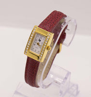 Labio de oro reloj para mujeres | Cuarzo de lujo reloj con correa roja
