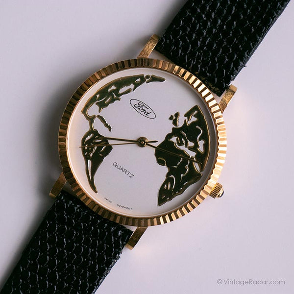 Vintage Ford Uhr | Weltkarte Armbanduhr für Männer