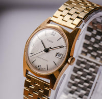Tono de oro raro de los años 70 Timex Marlin mecánico reloj Antiguo