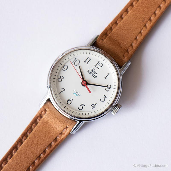 Vintage ▾ Timex Orologio al quarzo indiglo | Orologio da donna in pelle marrone