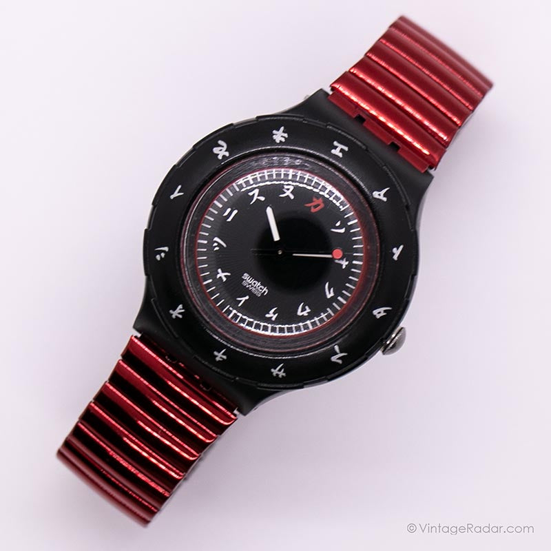 Vintage 1996 Swatch SDB108 LACQUERWEAR Watch | Black Swatch Scuba