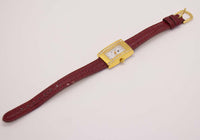 Gold-tone Lip Watch for Women | Luxury Quartz Watch with Red Strap