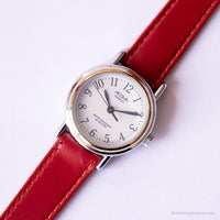 Vintage Silver-Tone Acqua von Timex Uhr | Damen roter Riemen Uhr