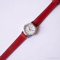 Vintage Silver-tone Acqua by Timex Watch | Ladies Red Strap Watch