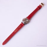 Tono d'argento vintage Acqua di Timex Guarda | Orologio da donna con cinturino rosso