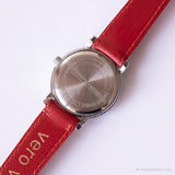 Vintage Silver-Tone Acqua von Timex Uhr | Damen roter Riemen Uhr