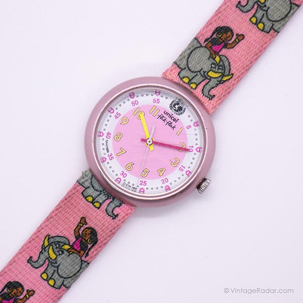 Vintage Pink Flik Flak Armbanduhr | schweizerisch Uhr für Kinder
