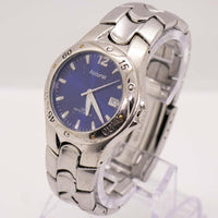 Vintage Silver-tone Water-resistant Accurist Watch with Blue Dial