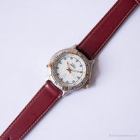 Jahrgang Timex Indiglo Quarz Uhr | Rundes Zifferblatt Silber-Ton Uhr