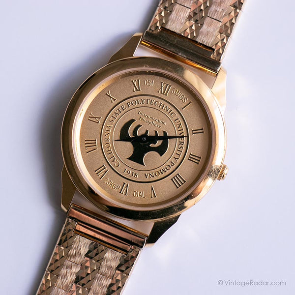Vintage Cal Poly Pomona Watch | 23K Gold Plated Wristwatch for Men