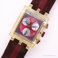2002 Swatch SUEK401C Round rouge montre | RARE Swatch Chrono carré