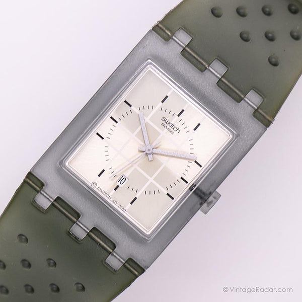 Vintage 2000 Swatch Suag400 synthetisch Uhr | Retro Swatch Quadrat