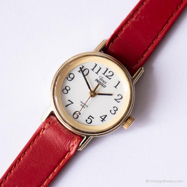 Vintage pequeño Timex Indiglo reloj para mujeres | Reloj de pulsera de correa roja