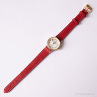 Vintage klein Timex Indiglo Uhr für Frauen | Rotgurt Armbanduhr