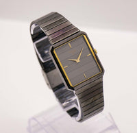 Negro vintage negro Pulsar reloj | Elegante cuarzo unisex de Japón reloj
