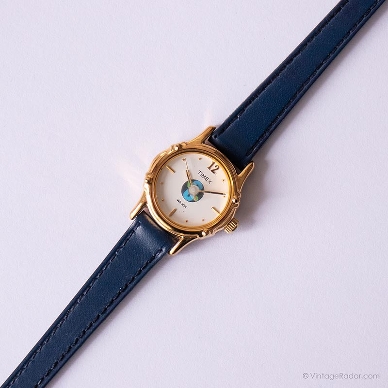 Vintage Elegant Timex Watch for Women | White Dial Blue Strap Watch ...