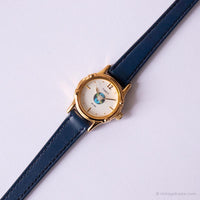 Vintage elegant Timex Uhr für Frauen | Weißer Zifferblattblau -Gurt Uhr