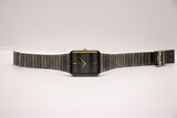 Negro vintage negro Pulsar reloj | Elegante cuarzo unisex de Japón reloj
