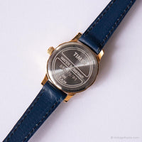 Vintage elegante Timex reloj para mujeres | Correa azul de dial blanco reloj