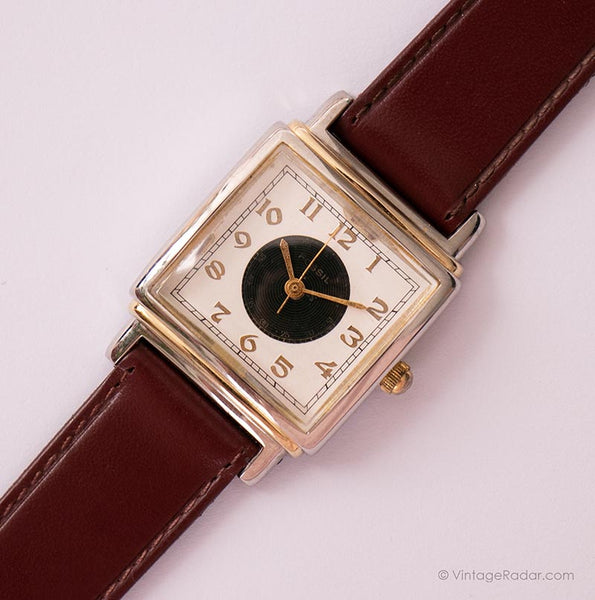 Fósil rectangular vintage reloj | Fosil de cuarzo de Japón reloj