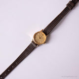 Vintage Tiny Owatch da polso da Timex Q | Orologio marrone con cinturino con testure di donne