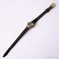 Vintage Tiny Wristwatch by Timex Q | Ladies Textured Brown Strap Watch
