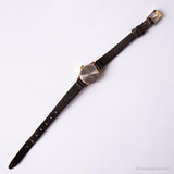 Vintage pequeño de pulsera por Timex P | Damas correa marrón texturizada reloj