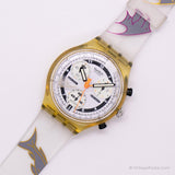 1997 Swatch SCK411 glühend Eis Uhr | Vintage White Swatch Chrono
