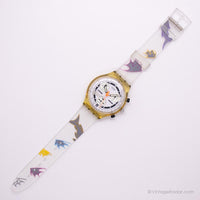 1997 Swatch SCK411 GLOWING ICE Watch | Vintage White Swatch Chrono