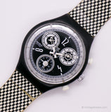 Vintage 1995 Swatch SCB116 Watch di scacchi | Bianco e nero Swatch Chrono