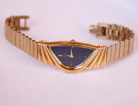 Jahrgang Seiko 1n00-5e09 ro Uhr | Blaues Zifferblatt Goldton-Damenkleid Uhr