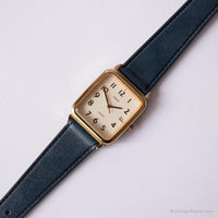 Rectangulaire vintage Timex montre | Date d'or montre avec sangle bleue