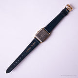 Vintage Rechteck Timex Uhr | Gold-Ton-Datum Uhr mit blauem Gurt