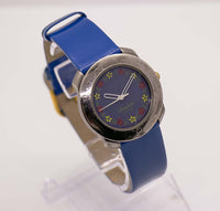 Benetton by Bulova Blue Watch with Floral Details | Vintage Women's Watch